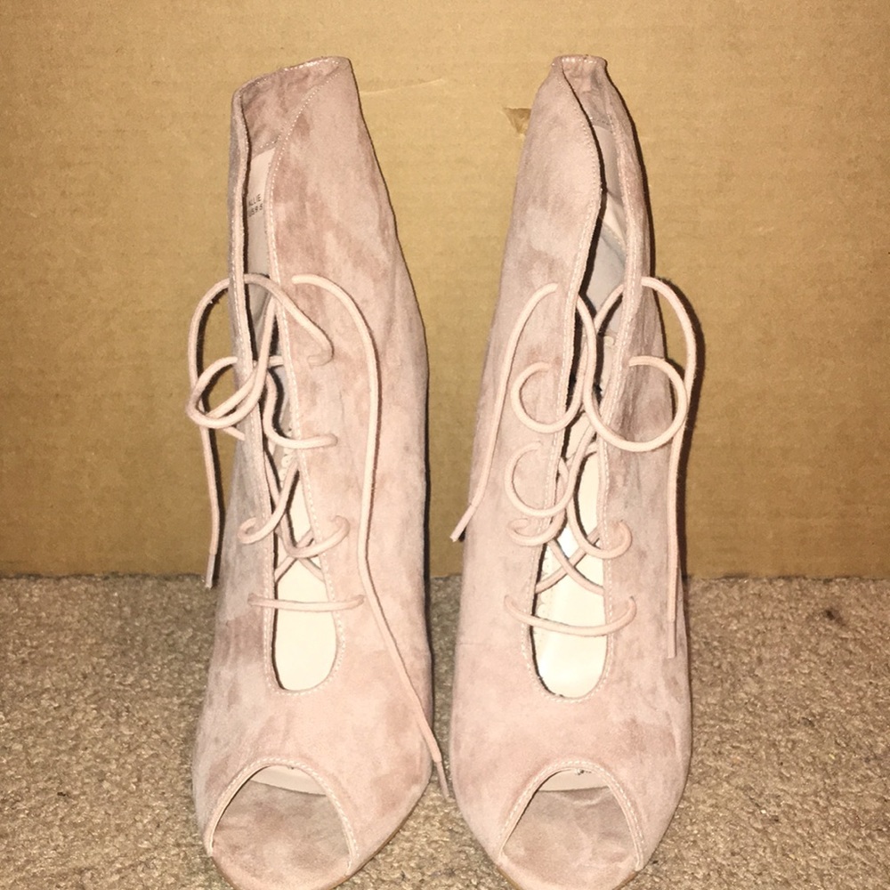 Nude open-toed booties